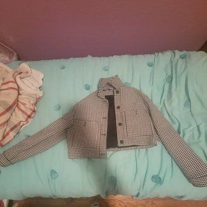 black and white checkered cropped  jacket
